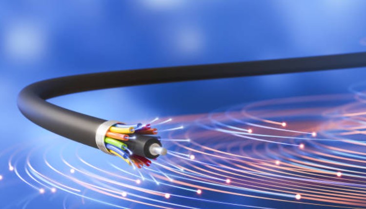 Fiber optic cable with glowing strands